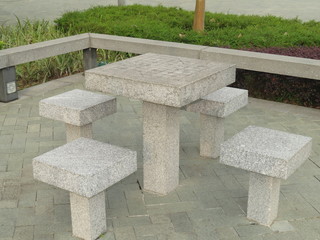 Stone tables and chairs