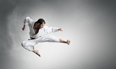 Karate man training