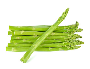 Fresh green asparagus on white background