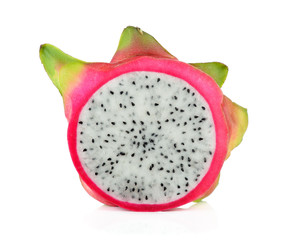 A slice of pitahaya fruit isolated on white background