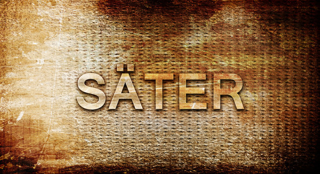 Sater, 3D rendering, text on a metal background