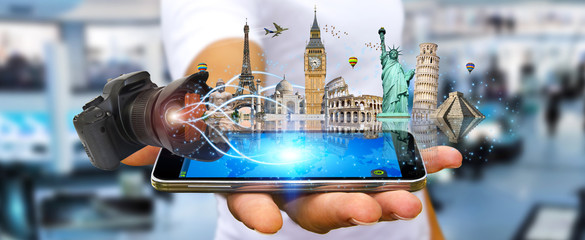 Man traveling the world with his digital camera