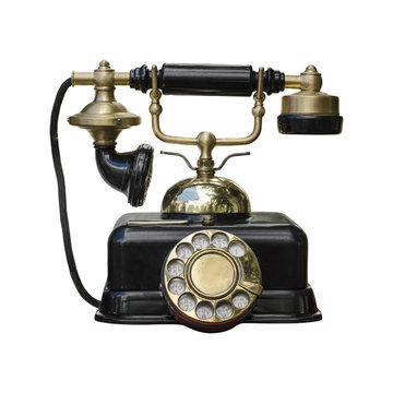 vintage telephone isolated on white