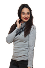 Fototapeta premium fashion girl, beautiful young woman posing at studio