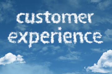 Naklejka na ściany i meble Customer Experience cloud word with a blue sky
