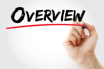 Hand writing Overview with marker, business concept background