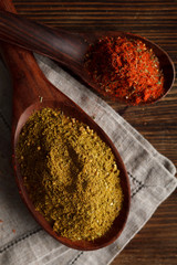 Top view of Fragrant seasonings and spices. Stock image