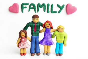 Family together made of plasticine