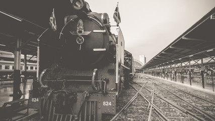 Steam train at State Railway of Thailand 119 years anniversary