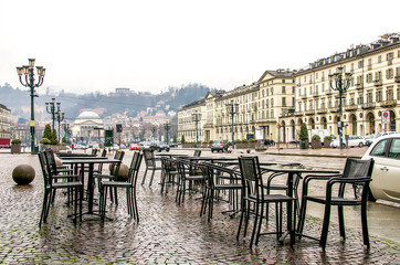 Turin Piazza Vittorio Veneto - Piedmont - rainy day