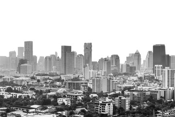 Monochrome cityscape of bangkok city in Thailand, Isolated on wh
