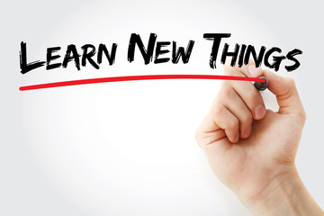Hand writing Learn New Things with marker, business concept background