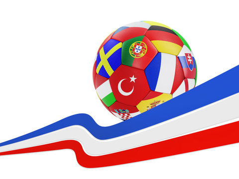  Fußball mit Nationalflaggen und Tricolore 