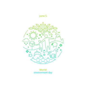 World environment day concept. Different symbols of environment
