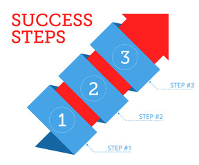 Steps to Success business concept. Flat vector illustration of wrapped red arrow with stages of development. Isolated infographic elements for web, internet, print, presentations, social networks