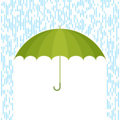 Protect and safety concept. Vector flat illustration of umbrella and rain drops. Infographic and design element for web, webdesign, publish, presentation, brochure, poster, social networks