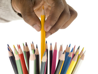 choosing yellow color pencil