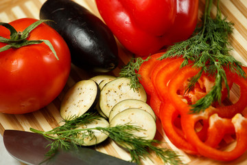 Fresh vegetables on cutting Board