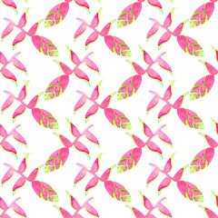 Topical flower. Seamless watercolor pattern