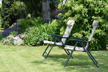 Garden chairs in the garden
