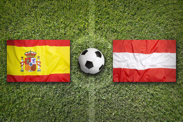 Spain vs. Austria flags on soccer field