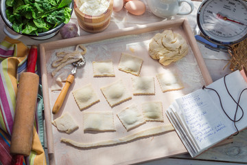 Homemade fresh ravioli for dinner