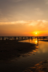 Naklejka premium sunset at Bangsean beach,Chonburi,Thailand