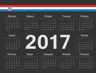 Vector black Croatian circle calendar 2017