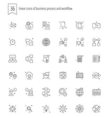 36 linear icons of of business process and workflow for web and