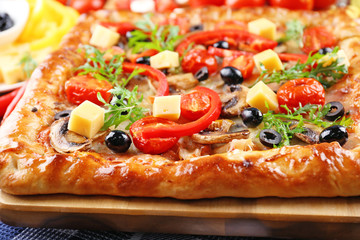 Freshly homemade pizza closeup