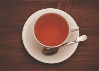 Cup of tea on wooden table