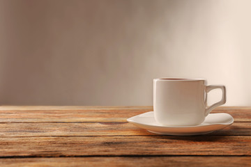 Cup of tea on wooden table