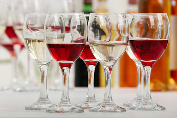 Glasses with different kind of wine