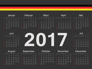 Vector black German circle calendar 2017