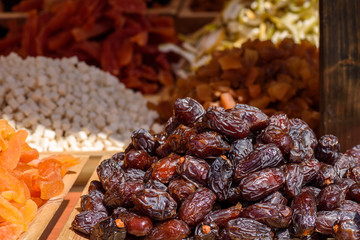 Tasty and fresh, dried dates, on the market