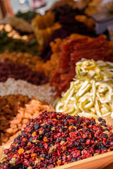 Dried raisins and fruits, on the market