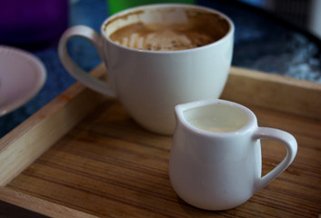 close up milk cup for coffee