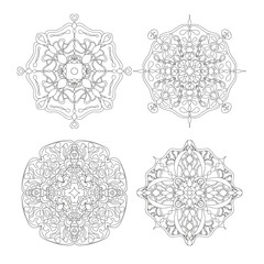 Set of four circle abstract ornament.
