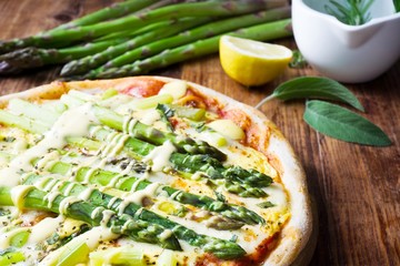 Fresh homemade Pizza Asparagus