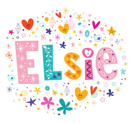 Elsie girls name decorative lettering type design