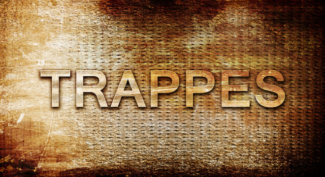 trappes, 3D rendering, text on a metal background