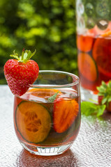 Traditional Pimms cocktail with lemonade