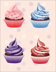 Red and blue star cupcakes