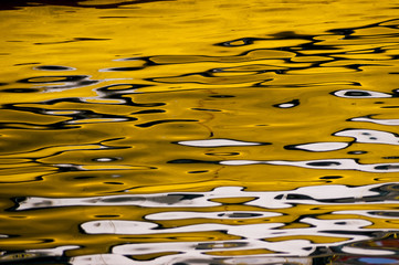 Yellow reflections on the water.