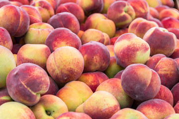 Fresh ripe peaches on the market in Greece