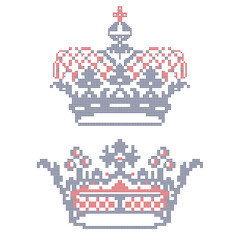 Cross-stitch embroidery. Crowns.
