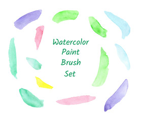 Watercolor colorful hand-painted brush set isolated on white background
