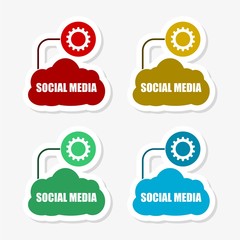 Social media design, stickers set, four colors