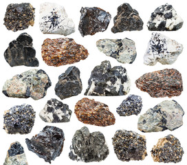 various titanium ore isolated on white background
