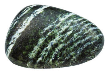 tumbled gemstone of Chrysotile isolated on white